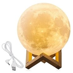 Светильник-ночник 3D шар Луна Moon Lamp на деревянной подставке, 15 см URM