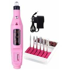 Аппарат для маникюра и педикюра ICE NOVA Фрезер-ручка с набором фрез, 20000 об/мин, нежно-розовый