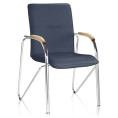 SAMBA (Самба) chrome Стул (экокожа ECO-22, синяя + дерево 1.007, бук) Nowy Styl