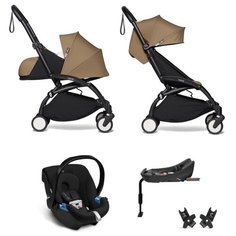 YOYO2 BABYZEN Коляска 4 в 1 с люлькой Newborn Pack, Toffee,Черная рама