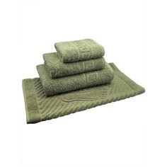 Полотенца махровые для лица, тела и ног, комплект из 4 шт. "Универсальный Олива(70х140)+(50х90)+(40х70+(50х90) Ashgabat Dokma Toplumy