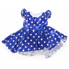 Карапуз Одежда для кукол 40-42 см платье атласное В синий горох