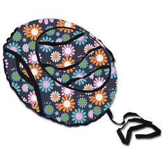 Тюбинг Санки-ватрушка, серия "Принт" 100 см, принт -ромашки мягкие ручки (в пакете) Belon Familia