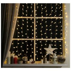 Гирлянда "Занавес" 2 х 1.5 м с насадками "Шарики", IP20, прозрачная нить, 360 LED, свечение тёплое белое, 8 режимов, 220 В Luazon Lighting