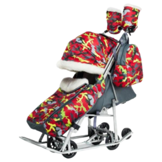 Санки-коляска Pikate Military, красный