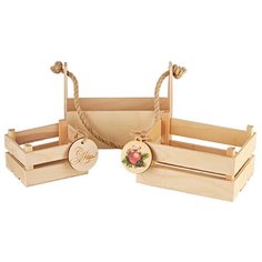 Набор 3 деревянных ящиков с шильдиками Паприка Корица