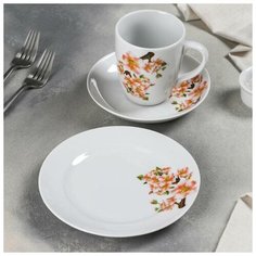 Набор посуды 3 предмета "Яблоневый цвет" ф. Трио 4981978 Добрушский фарфоровый завод