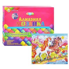 Алмазная мозаика Рыжий кот (классическая) "Дружные единороги" 17*22 см, с подрамником, с полным заполнением (24 цвета) (AC17056)