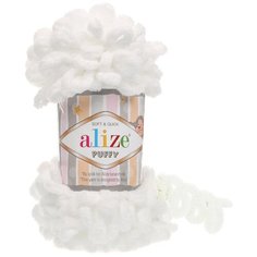 Пряжа Alize Puffy, 100 г, 9 м, 5 шт., 055 белый
