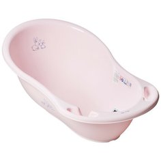 Ванна детская со сливом и термометром Tega "Little bunnies (Кролики)", цвет: розовый, 86 см