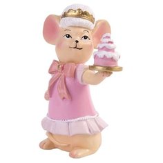 Декоративная фигурка Mister Christmas "Леди-мышь с тортиком", 9,5х6,5х4,5 см Феникс Present