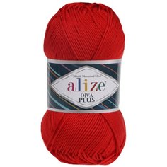 Пряжа для вязания Ализе Diva Plus (100% микрофибра акрил) 5х100г/220м цв.056 красный ALIZE