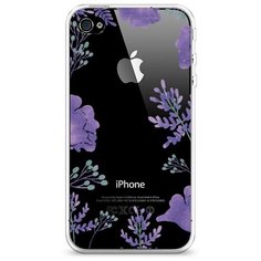 Силиконовый чехол "Сиреневая цветочная рамка" на Apple iPhone 4/4S / Айфон 4/4S Case Place