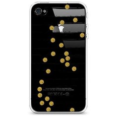 Силиконовый чехол "Черные полоски с золотыми кружками" на Apple iPhone 4/4S / Айфон 4/4S Case Place