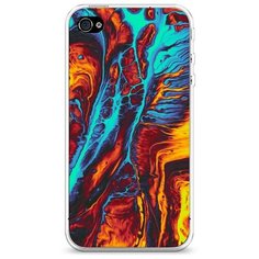 Силиконовый чехол "Желто-голубой флюид" на Apple iPhone 4/4S / Айфон 4/4S Case Place