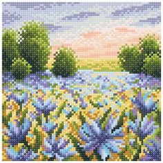 Алмазная мозаика Brilliart "Васильковое поле", 20x20см