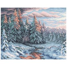 Алмазная мозаика Brilliart "Зимний закат", 48x38см