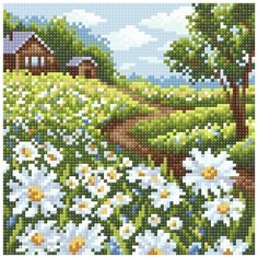 Алмазная мозаика Brilliart "Ромашковое поле", 20x20см