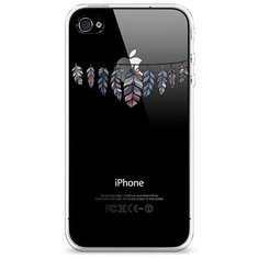 Силиконовый чехол "Гирлянда из перьев 1" на Apple iPhone 4/4S / Айфон 4/4S Case Place