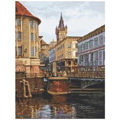 Набор для вышивания крестиком Палитра "Лавочный мост", 27x35см