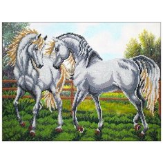 Набор для вышивания бисером Паутинка "Пара белых лошадей", 38x28см