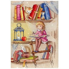 Набор для вышивания М.П.Студия"Книжная фея" набор диз.канва+мулине 21х30см