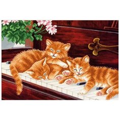 Набор для вышивания бисером Магия канвы Котята на пианино, 39x27см (бисер в комплект не входит!)