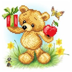 Рисунок на ткани Матренин Посад "Мишка Весы", шелк, (бисер не входит) (размер канвы)-26х24см, (размер вышивки)-17х14см 14х17см