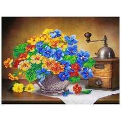 Набор для вышивания бисером Паутинка "Фиалки и настурции", 28x38см