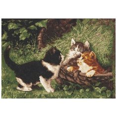 Набор для вышивания крестиком Палитра "Котята в корзине", 39x27см
