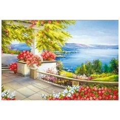Набор для вышивания бисером Магия канвы Цветочный пейзаж, 39x27см (бисер в комплект не входит!)