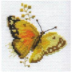 Набор для вышивания Алиса "Яркие бабочки. Желтая", 9x8см (вышивка крестом)