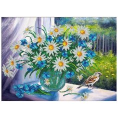 Набор для вышивания бисером Паутинка "Ромашки и васильки", 38x28см