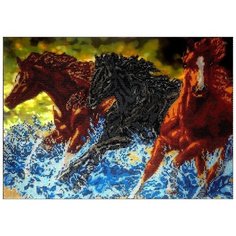 Набор для вышивания бисером FeDi "Бегущие лошади", 48,5x35,5 см.
