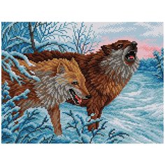 Алмазная мозаика "Вышиваем бисером" Набор "Волки"40х30см