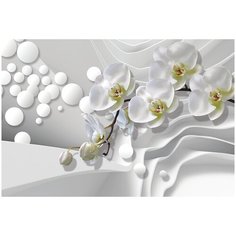 Фотообои виниловые на флизелиновой основе "Белые орхидеи 3D", Арт. 14-023, 400х270 см (ШхВ) Polimar