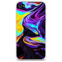 Силиконовый чехол "Фиолетовый флюид арт" на Apple iPhone 4/4S / Айфон 4/4S Case Place
