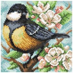 Алмазная мозаика Brilliart "Синица на яблоне", 20x20см