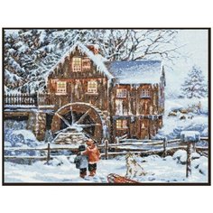 Набор для вышивания крестиком Палитра "Мельница в снегу", 40x31см