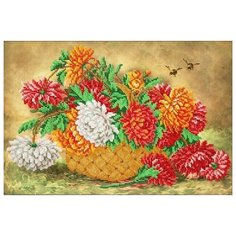 Набор для вышивания бисером Паутинка "Пушистые хризантемы", 38x25см