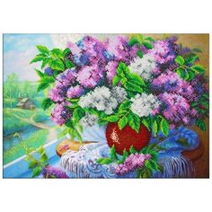 Набор для вышивания бисером Паутинка "Сирень у окна", 40x28см