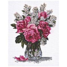 Набор для вышивания крестиком Палитра "Розовый букет", 25x33см