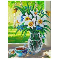 Набор для вышивания бисером Паутинка "Весенний букет", 29x38см