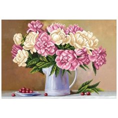 Набор для вышивания бисером Магия канвы Пионы с ягодами, 39x27см (бисер в комплект не входит!)