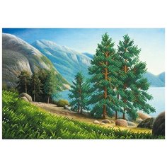 Набор для вышивания бисером Магия канвы Ели на берегу, 39x27см (бисер в комплект не входит!)