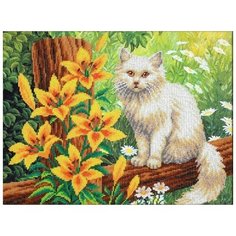 Набор для вышивания бисером Паутинка "Котенок в лилиях", 38x28см