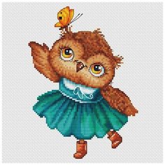 Набор для вышивания Белоснежка "Совушка с бабочкой", 13,5x18см