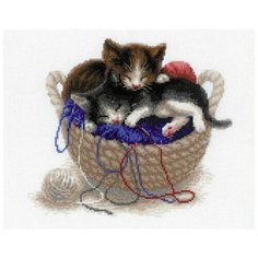 Набор для вышивания Риолис "Котята в корзине",30x24см
