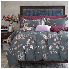 Постельное белье Розовые сны, евро размер с простыней на резинке 180*200, сатин, с наволочками 50х70, СК-481-евро-50-180