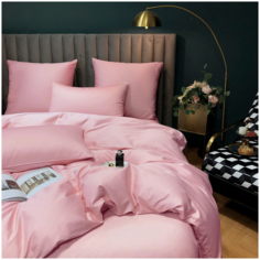 Комплект постельного белья Soft Box Фламинго Евро Макси, Мако-сатин, простыня на резинке 160х200х30, наволочки 50x70, 70x70